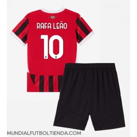 Camiseta AC Milan Rafael Leao #10 Primera Equipación Replica 2024-25 para niños mangas cortas (+ Pantalones cortos)